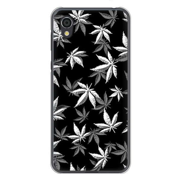 AQUOS sense2 SHV43 au 高画質仕上げ 背面印刷 ハードケース 【064 モノトーン大麻ブラック】