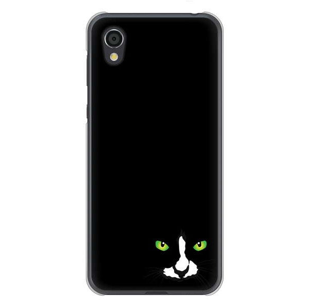 AQUOS sense2 SHV43 au 高画質仕上げ 背面印刷 ハードケース 【398 黒ネコ】