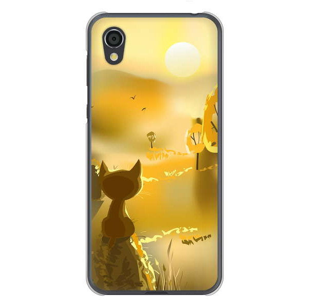 AQUOS sense2 SHV43 au 高画質仕上げ 背面印刷 ハードケース 【400 たそがれの猫】