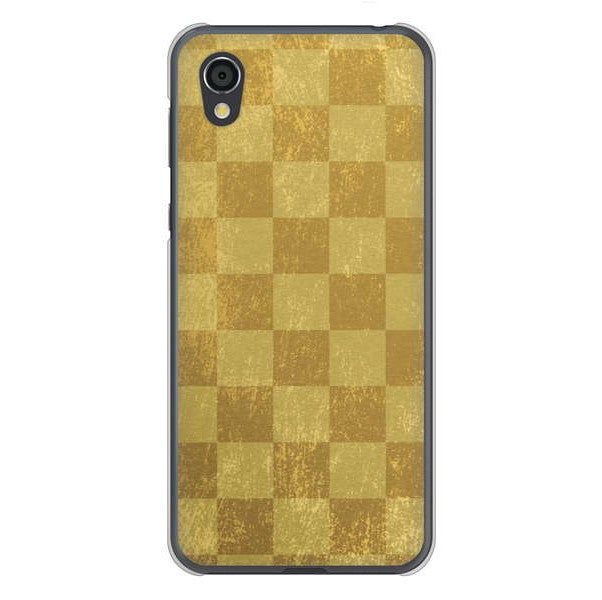 AQUOS sense2 SHV43 au 高画質仕上げ 背面印刷 ハードケース 【619 市松模様—金(骨董風に傷んだイメージ)】