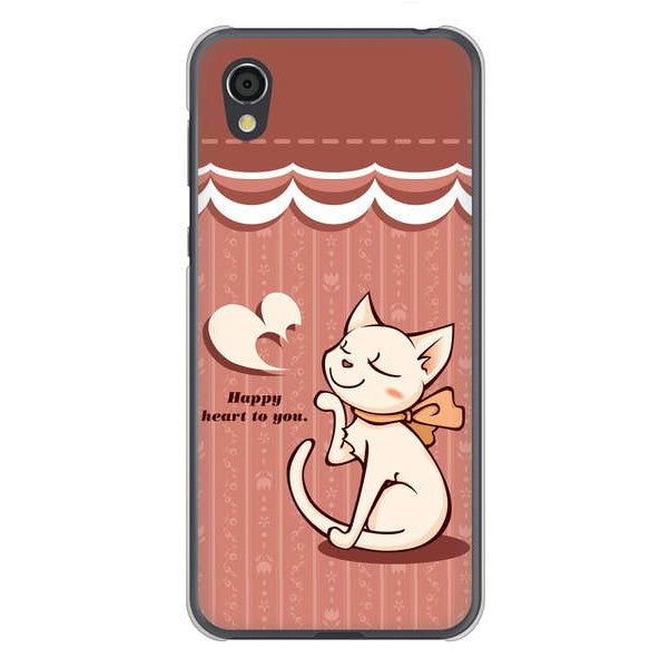 AQUOS sense2 SHV43 au 高画質仕上げ 背面印刷 ハードケース 【1102 ネコの投げキッス】