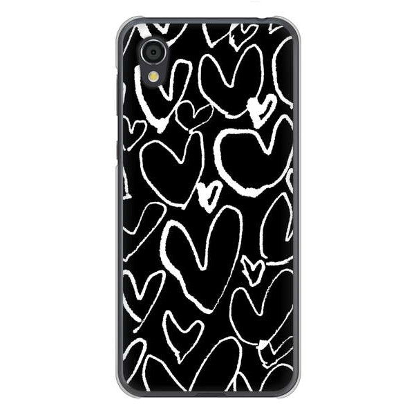 AQUOS sense2 SHV43 au 高画質仕上げ 背面印刷 ハードケース 【1124 ハート BK&WH】