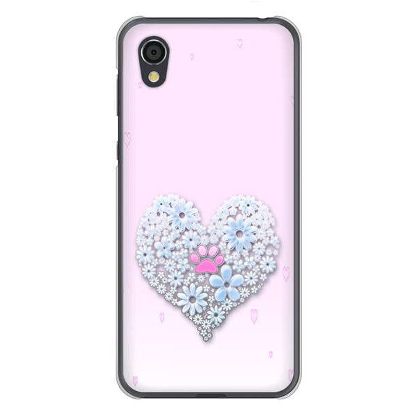 AQUOS sense2 SHV43 au 高画質仕上げ 背面印刷 ハードケース ハートと肉球