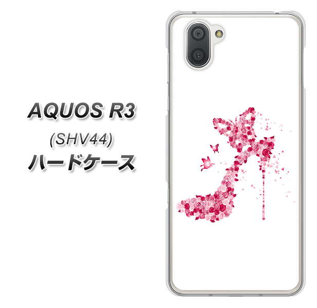 au アクオス R3 SHV44 高画質仕上げ 背面印刷 ハードケース【387 薔薇のハイヒール】