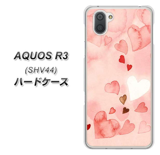 au アクオス R3 SHV44 高画質仕上げ 背面印刷 ハードケース【1125 ハートの和紙】