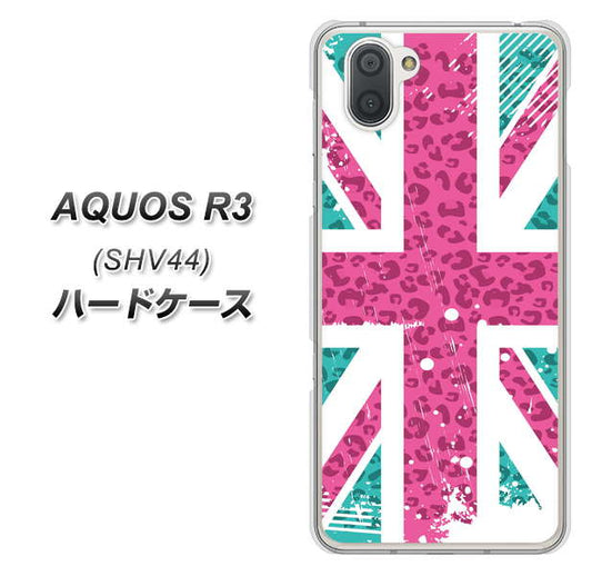 au アクオス R3 SHV44 高画質仕上げ 背面印刷 ハードケース【SC807 ユニオンジャック ピンクヒョウ柄】