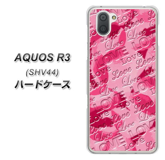 au アクオス R3 SHV44 高画質仕上げ 背面印刷 ハードケース【SC845 フラワーヴェルニLOVE濃いピンク(ローズアンディアン)】