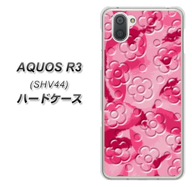 au アクオス R3 SHV44 高画質仕上げ 背面印刷 ハードケース【SC847 フラワーヴェルニ花濃いピンク(ローズアンディアン)】