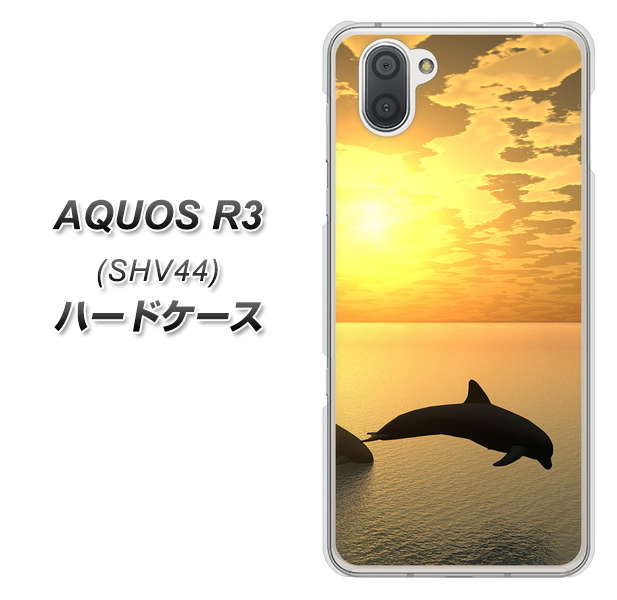 au アクオス R3 SHV44 高画質仕上げ 背面印刷 ハードケース【VA845 夕暮れのドルフィン】