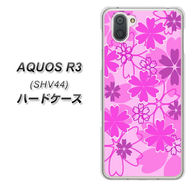 au アクオス R3 SHV44 高画質仕上げ 背面印刷 ハードケース【VA961 重なり合う花 ピンク】