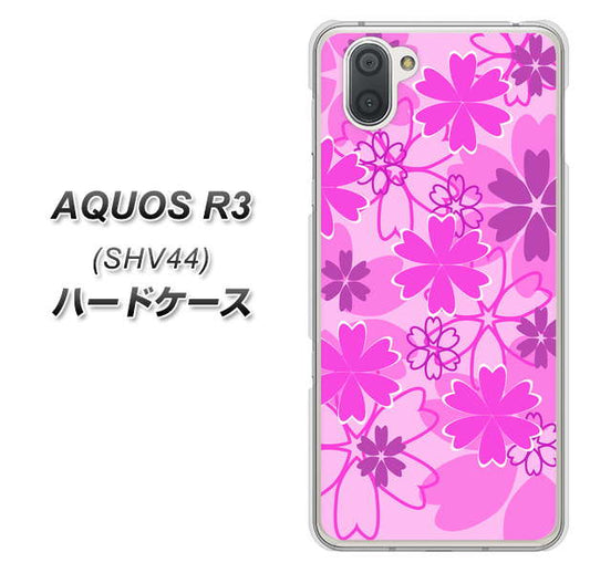 au アクオス R3 SHV44 高画質仕上げ 背面印刷 ハードケース【VA961 重なり合う花 ピンク】
