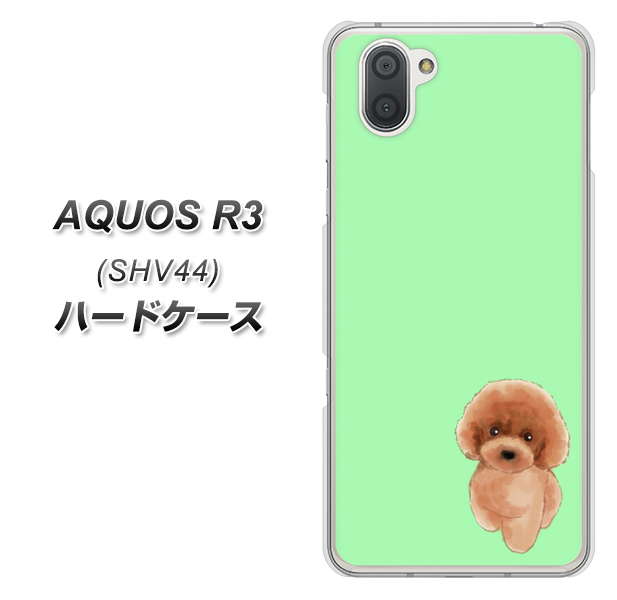 au アクオス R3 SHV44 高画質仕上げ 背面印刷 ハードケース【YJ052 トイプードルレッド( グリーン)】