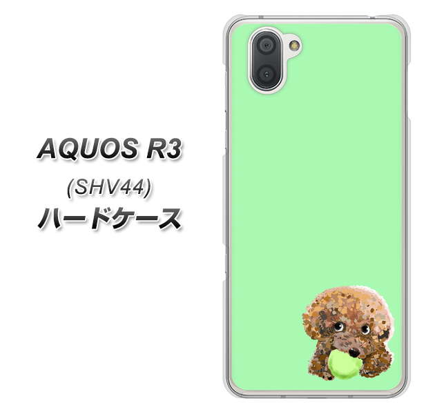 au アクオス R3 SHV44 高画質仕上げ 背面印刷 ハードケース【YJ055 トイプードル&ボール(グリーン)】