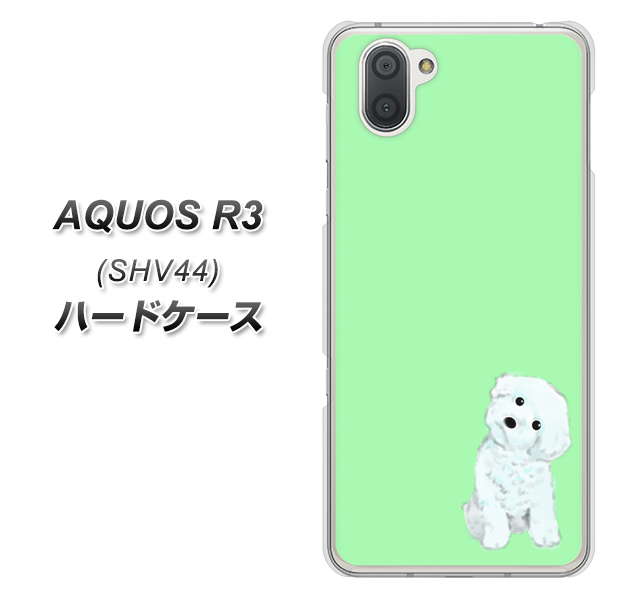 au アクオス R3 SHV44 高画質仕上げ 背面印刷 ハードケース【YJ071 トイプードルホワイト(グリーン)】