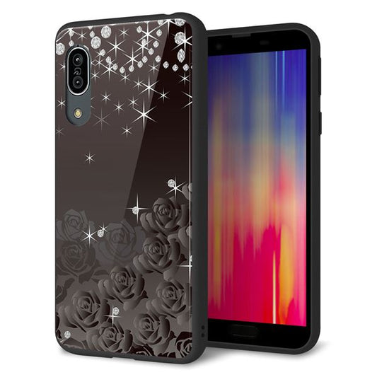 au アクオス センス3 SHV45 強化ガラス&TPUスマホケース ガラプリ【327 薔薇とダイヤモンド】