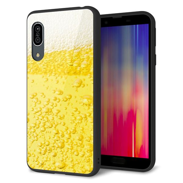 au アクオス センス3 SHV45 強化ガラス&TPUスマホケース ガラプリ【450 生ビール】