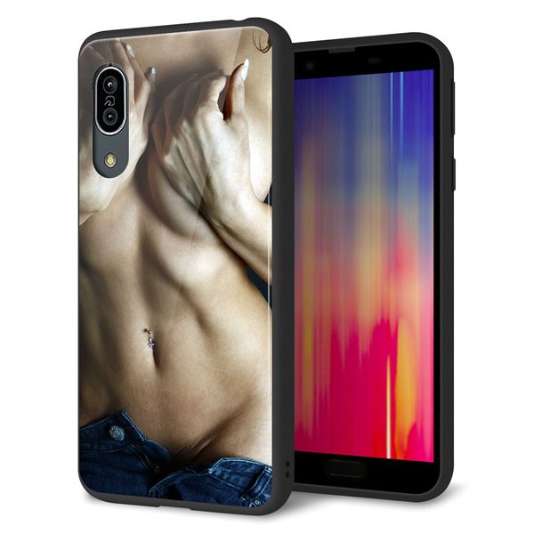 au アクオス センス3 SHV45 強化ガラス&TPUスマホケース ガラプリ【602 ボディライン】