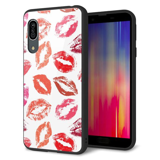 au アクオス センス3 SHV45 強化ガラス&TPUスマホケース ガラプリ【734 キスkissキス】