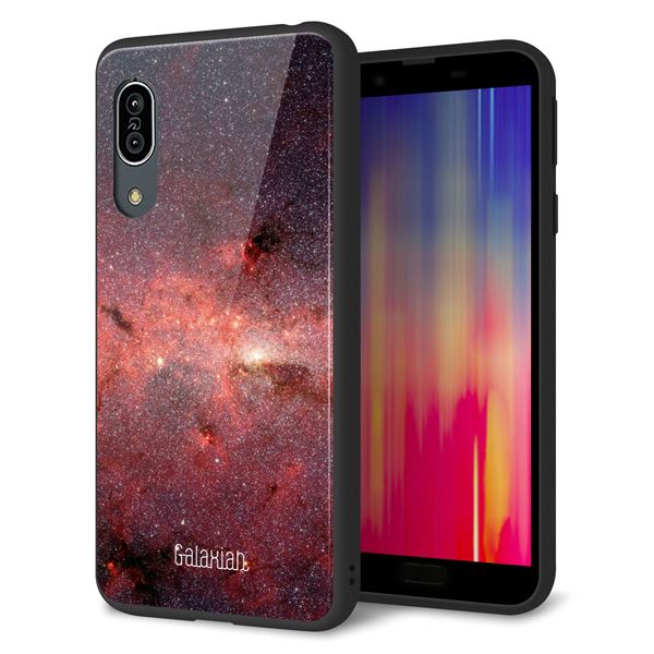 au アクオス センス3 SHV45 強化ガラス&TPUスマホケース ガラプリ【KM923 Galaxias Red】