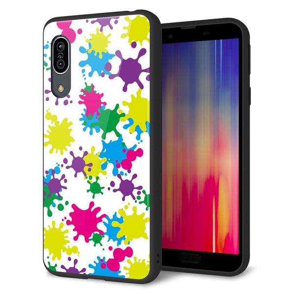 au アクオス センス3 SHV45 強化ガラス&TPUスマホケース ガラプリ【MA878 ペイントホワイト】