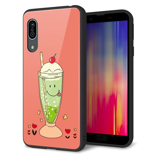 au アクオス センス3 SHV45 強化ガラス&TPUスマホケース ガラプリ【MA900 クリームソーダ】