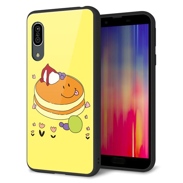 au アクオス センス3 SHV45 強化ガラス&TPUスマホケース ガラプリ【MA901 パンケーキ】