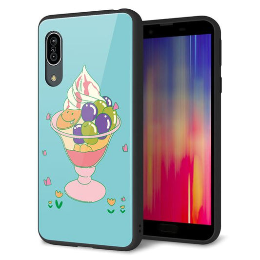 au アクオス センス3 SHV45 強化ガラス&TPUスマホケース ガラプリ【MA905 マスカットパフェ】