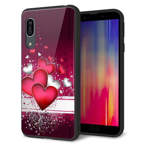 au アクオス センス3 SHV45 強化ガラス&TPUスマホケース ガラプリ【VA835 ハートの息吹】