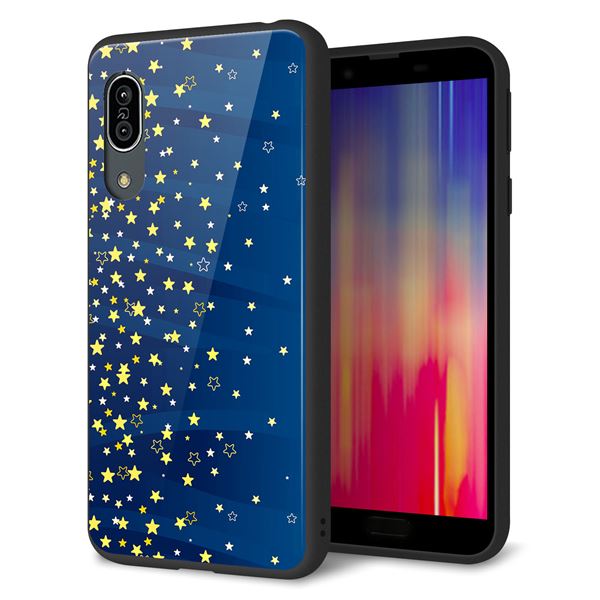 au アクオス センス3 SHV45 強化ガラス&TPUスマホケース ガラプリ【VA842 満天の星空】