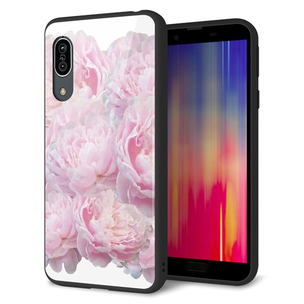 au アクオス センス3 SHV45 強化ガラス&TPUスマホケース ガラプリ【YI885 フラワー6】