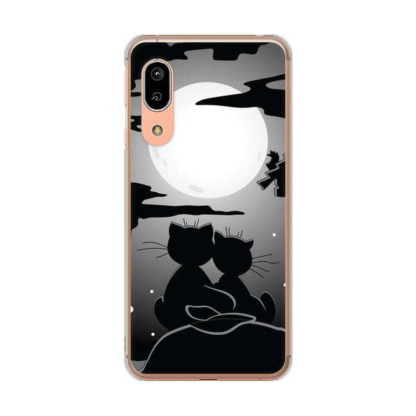 AQUOS sense3 SHV45 au 高画質仕上げ 背面印刷 ハードケース 夜とネコ