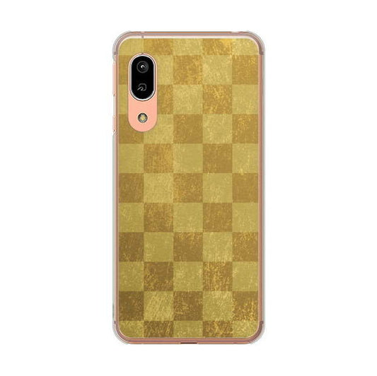 AQUOS sense3 SHV45 au 高画質仕上げ 背面印刷 ハードケース 【619 市松模様—金(骨董風に傷んだイメージ)】