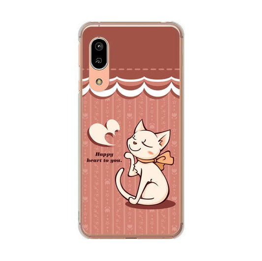 AQUOS sense3 SHV45 au 高画質仕上げ 背面印刷 ハードケース 【1102 ネコの投げキッス】