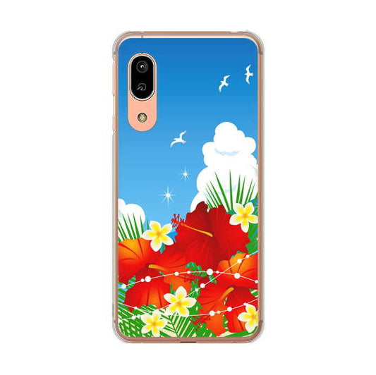AQUOS sense3 SHV45 au 高画質仕上げ 背面印刷 ハードケース 【VA821 ハイビスカスと青空】