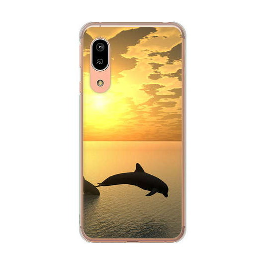 AQUOS sense3 SHV45 au 高画質仕上げ 背面印刷 ハードケース 【VA845 夕暮れのドルフィン】