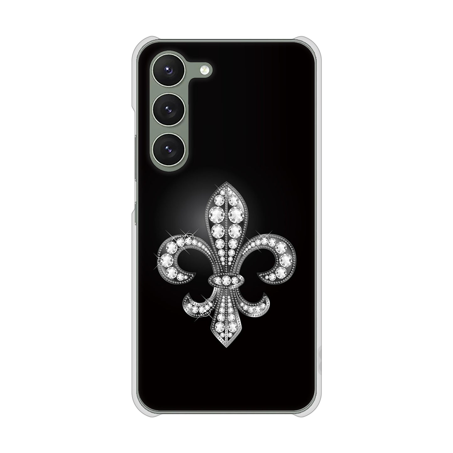 Galaxy S23 SM-S911C 楽天モバイル 高画質仕上げ 背面印刷 ハードケース【042 ラインストーン風の印刷ゴージャスユリ】