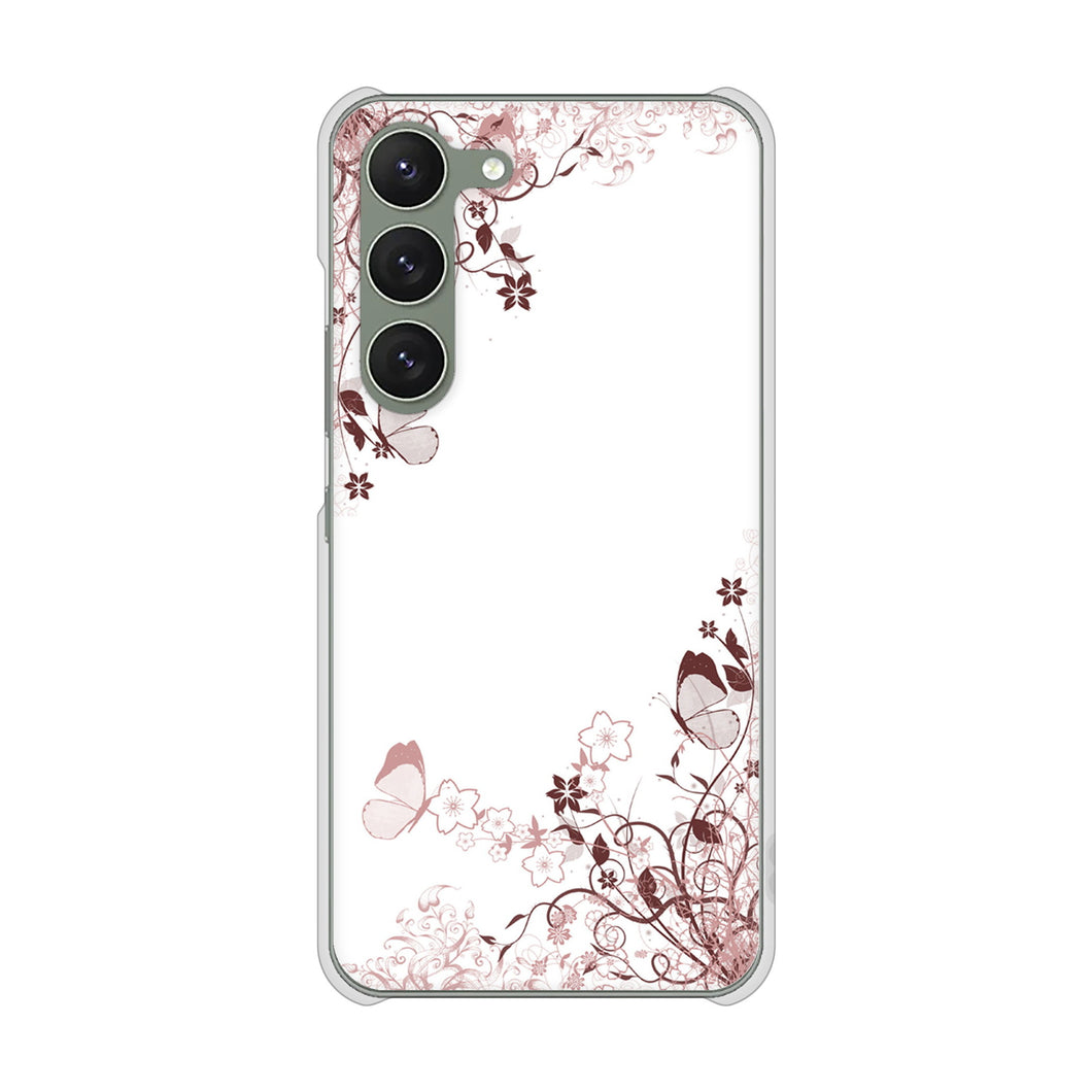 Galaxy S23 SM-S911C 楽天モバイル 高画質仕上げ 背面印刷 ハードケース【142 桔梗と桜と蝶】