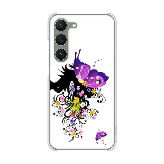 Galaxy S23 SM-S911C 楽天モバイル 高画質仕上げ 背面印刷 ハードケース【146 蝶の精と春の花】
