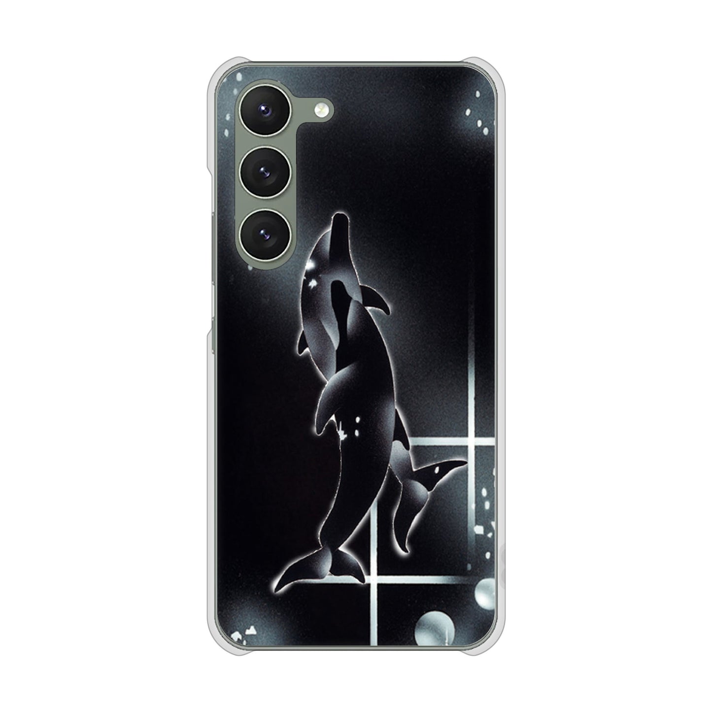 Galaxy S23 SM-S911C 楽天モバイル 高画質仕上げ 背面印刷 ハードケース【158 ブラックドルフィン】