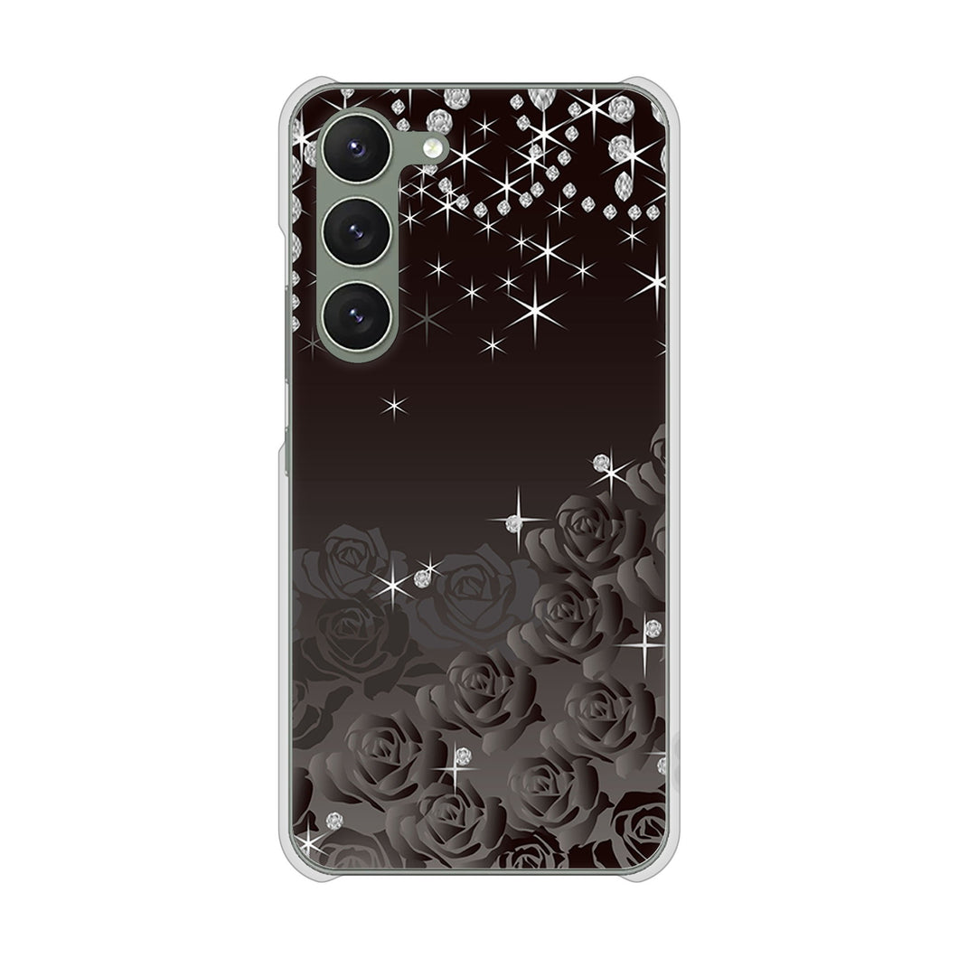 Galaxy S23 SM-S911C 楽天モバイル 高画質仕上げ 背面印刷 ハードケース【327 薔薇とダイヤモンド】