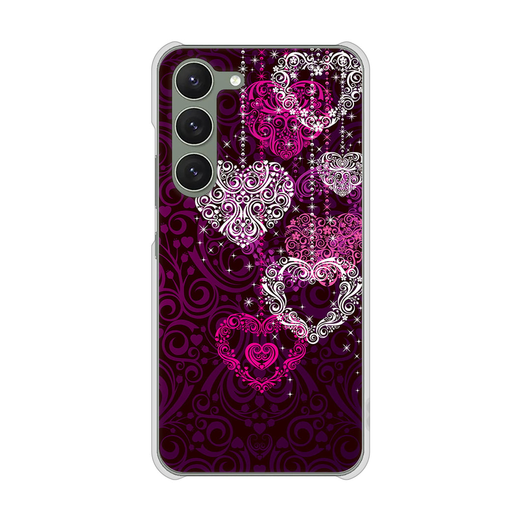 Galaxy S23 SM-S911C 楽天モバイル 高画質仕上げ 背面印刷 ハードケース【468 ハートのシャンデリア】