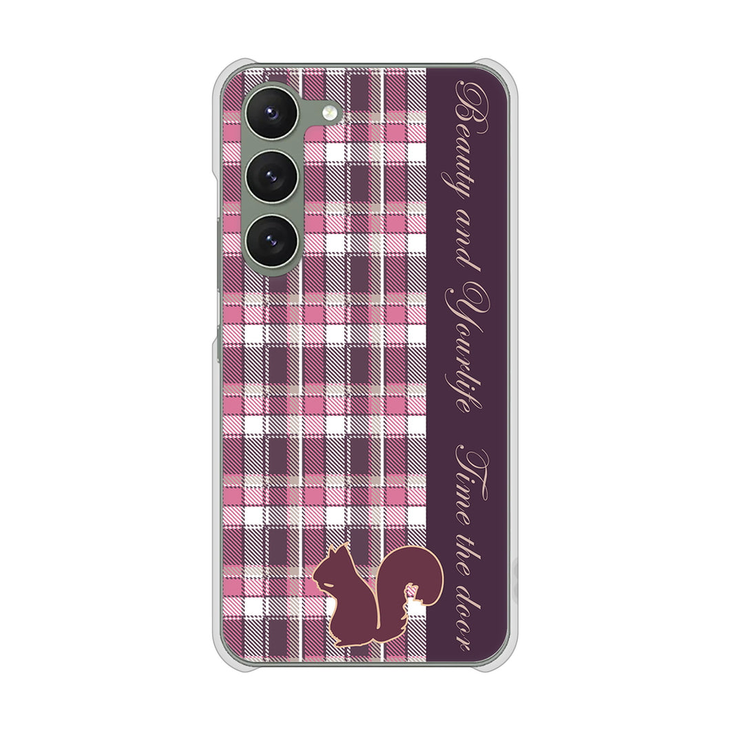 Galaxy S23 SM-S911C 楽天モバイル 高画質仕上げ 背面印刷 ハードケースピンクチェック