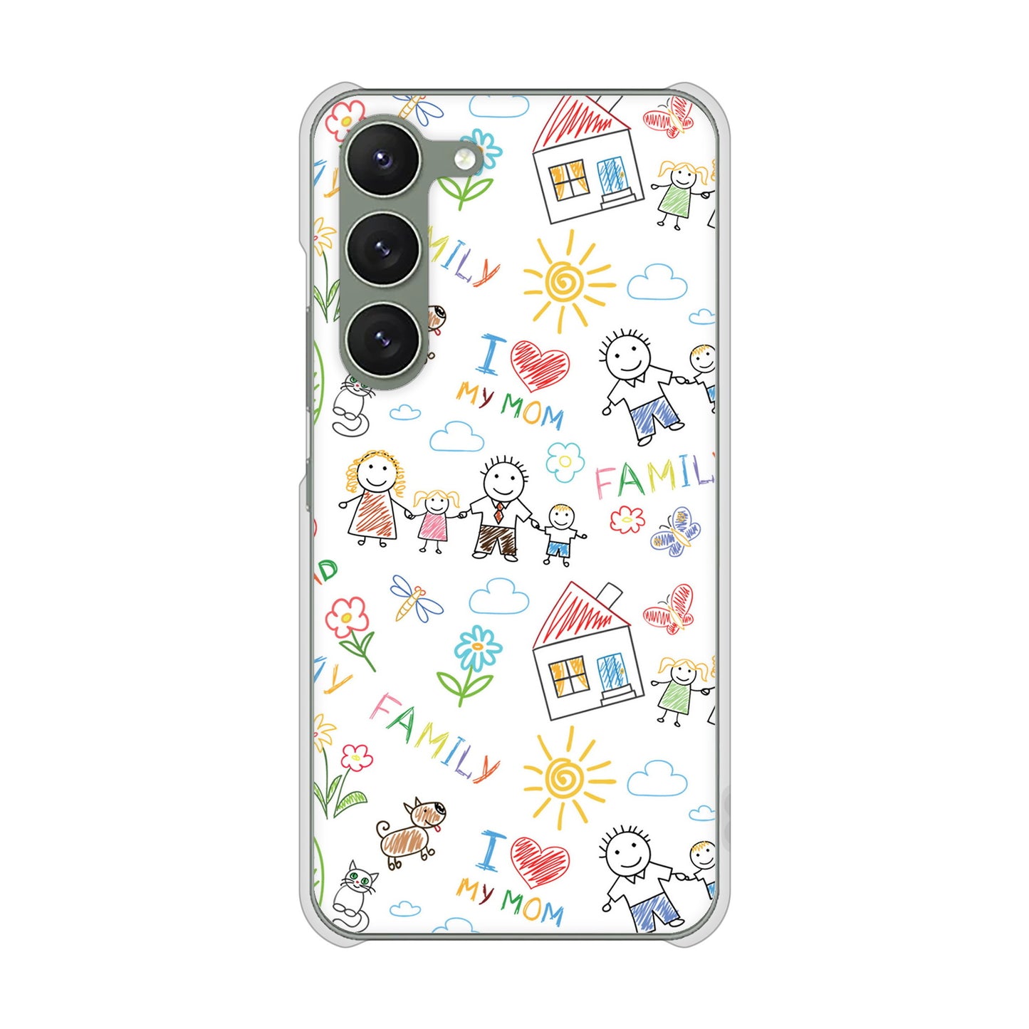 Galaxy S23 SM-S911C 楽天モバイル 高画質仕上げ 背面印刷 ハードケースカップル&ファミリー