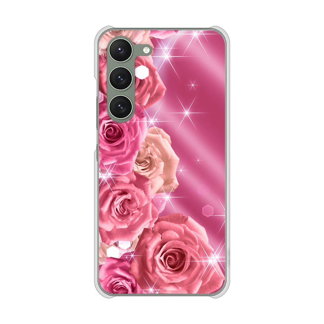 Galaxy S23 SM-S911C 楽天モバイル 高画質仕上げ 背面印刷 ハードケース【1182 ピンクの薔薇に誘われて】