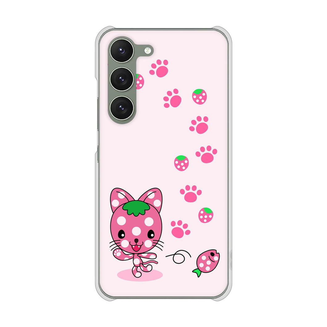 Galaxy S23 SM-S911C 楽天モバイル 高画質仕上げ 背面印刷 ハードケースイチゴ猫のにゃんベリー