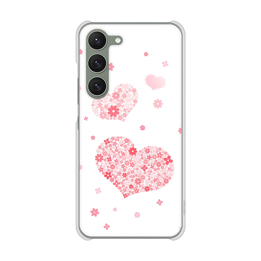 Galaxy S23 SM-S911C 楽天モバイル 高画質仕上げ 背面印刷 ハードケース【SC824 ピンクのハート】
