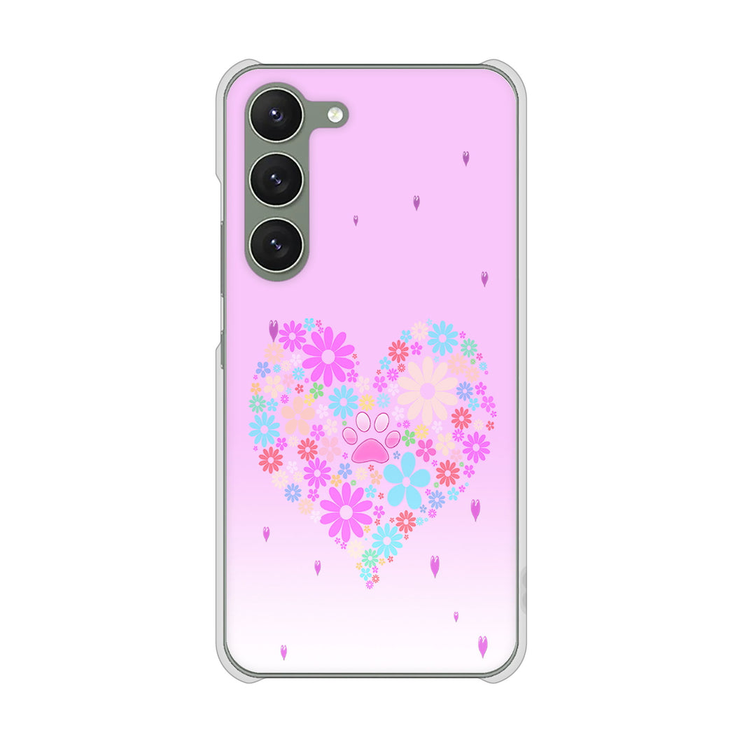 Galaxy S23 SM-S911C 楽天モバイル 高画質仕上げ 背面印刷 ハードケースハートと肉球