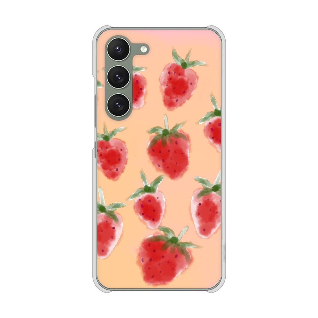 Galaxy S23 SM-S911C 楽天モバイル 高画質仕上げ 背面印刷 ハードケースイチゴ 水彩