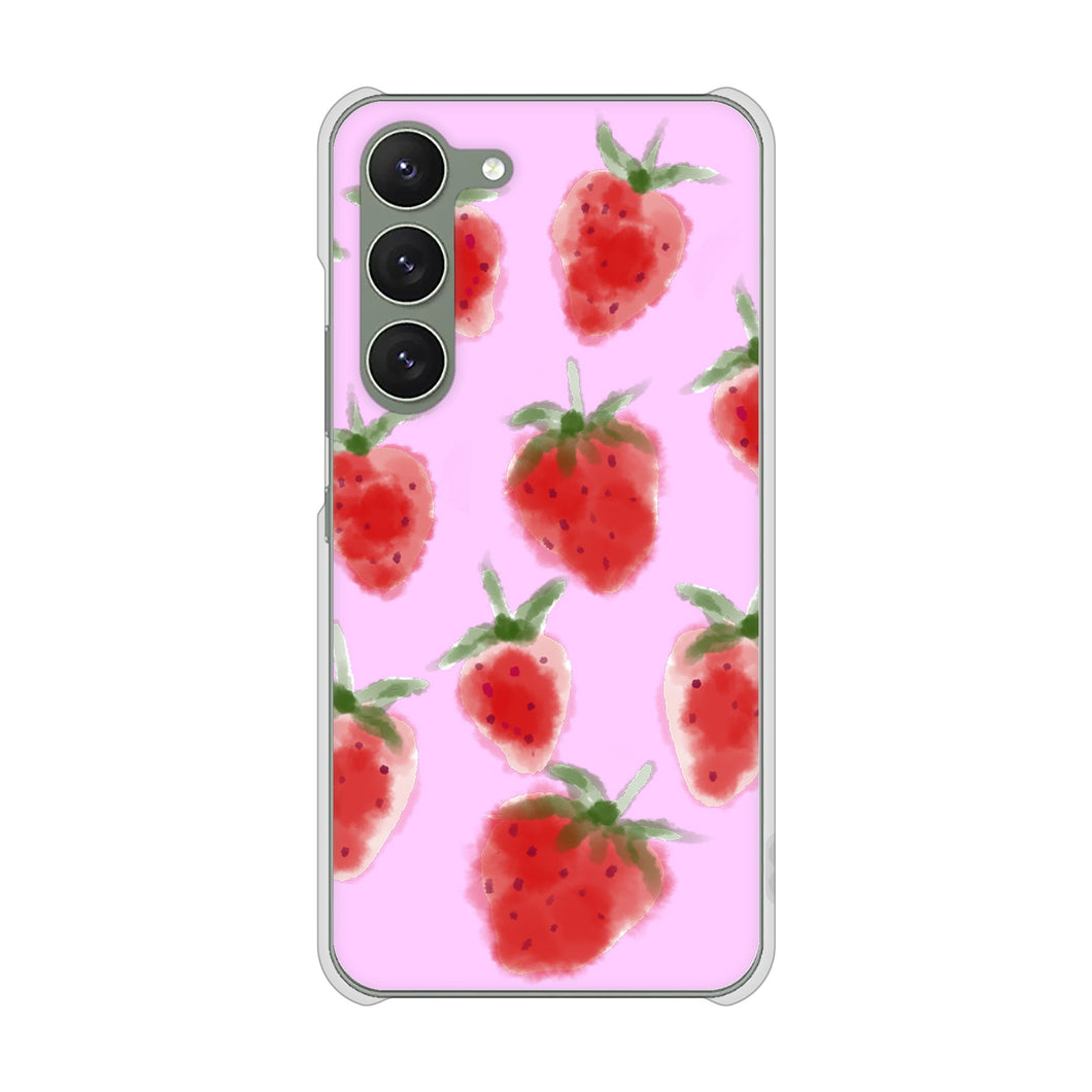 Galaxy S23 SM-S911C 楽天モバイル 高画質仕上げ 背面印刷 ハードケースイチゴ 水彩
