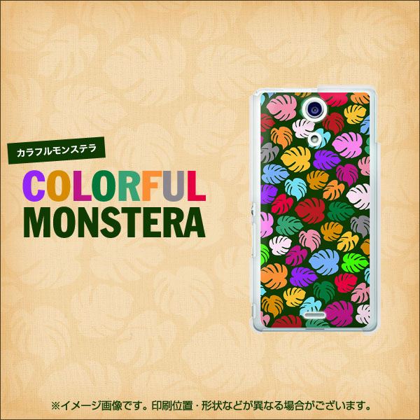 docomo エクスペリアA(エース)SO-04E 高画質仕上げ 背面印刷 ハードケース【761 カラフルモンステラ】